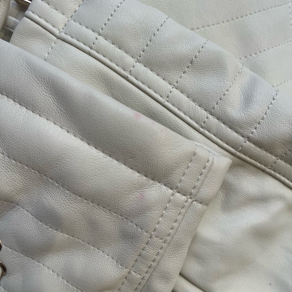 Guess Cream Leather Motorcycle Jacket with Asymmetrical Design - Picture 7 of 11